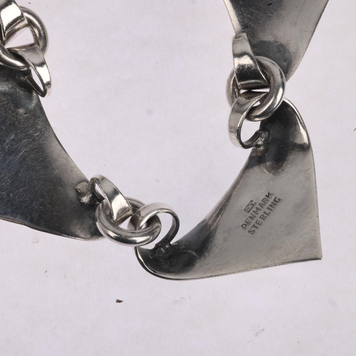 1636 - ERIK THIMANN - a a Danish modernist sterling silver plain form neckerchief collar necklace, 36cm, 49... 