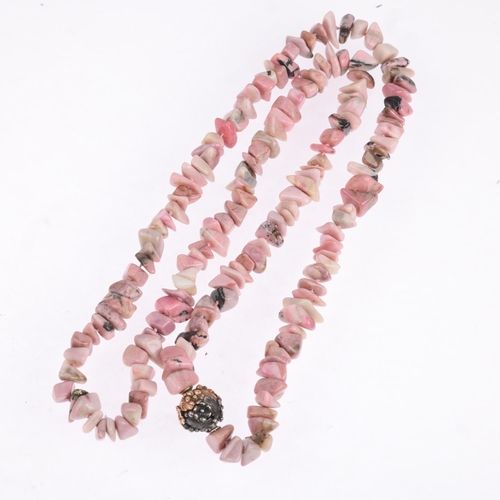 1637 - NIELS ERIK FROM - a a Danish modernist oxidised and gilded sterling silver rhodonite bead necklace, ... 