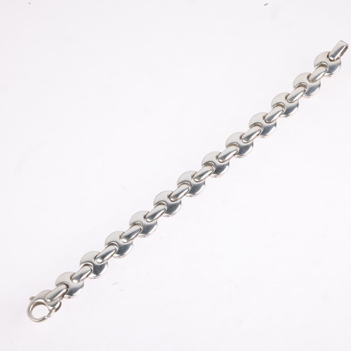 1655 - FLEMMING LUND - a heavy Danish sterling silver geometric panel bracelet, 19cm, 37g