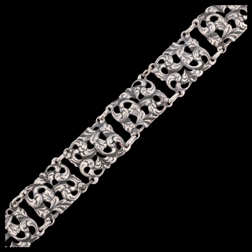 1659 - NILS ERIK ELVIK - a Norwegian silver foliate openwork panel bracelet, 19cm, 41.9g