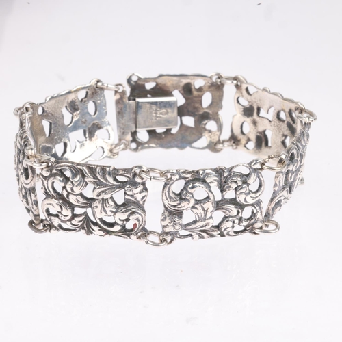 1659 - NILS ERIK ELVIK - a Norwegian silver foliate openwork panel bracelet, 19cm, 41.9g