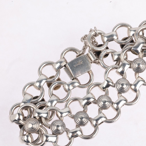 1665 - A Danish silver Viking Revival openwork bracelet, band width 20.9mm, internal circumference 16cm, 32... 