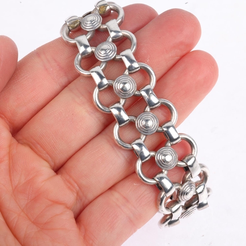 1665 - A Danish silver Viking Revival openwork bracelet, band width 20.9mm, internal circumference 16cm, 32... 