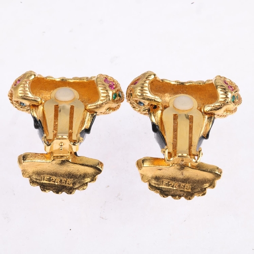 1673 - A pair of Sphinx Blackamoor clip-on earrings, 31.6mm