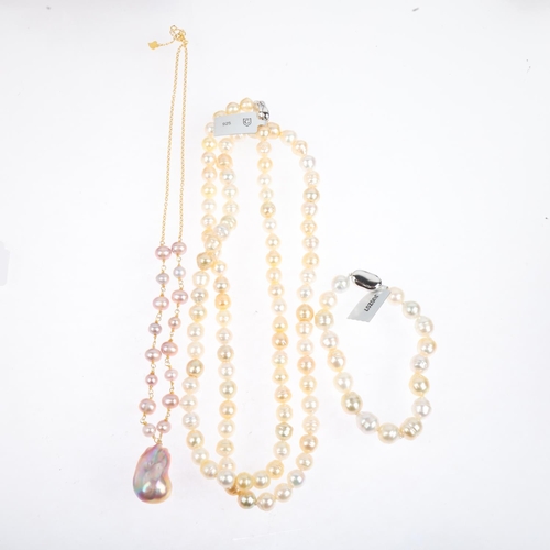 1689 - Various pearl bead jewellery, comprising 2 necklaces and 1 bracelet