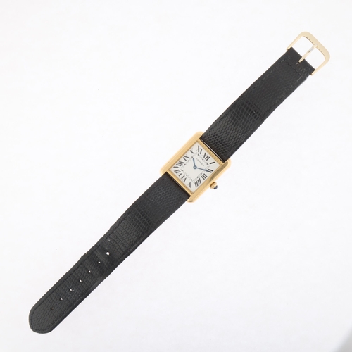 1007 - CARTIER - a mid-size 18ct gold and stainless steel Tank Solo quartz wristwatch, ref. 2743, silvered ... 