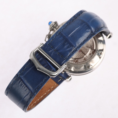 1008 - CARTIER - a stainless steel Pasha De Cartier automatic calendar wristwatch, ref. 2379, engine turned... 