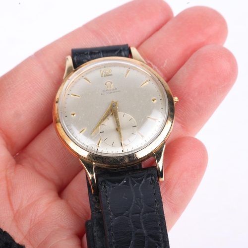 1015 - OMEGA - a Vintage 9ct gold 'Bumper' automatic wristwatch, ref. 12308, circa 1947, silvered dial with... 