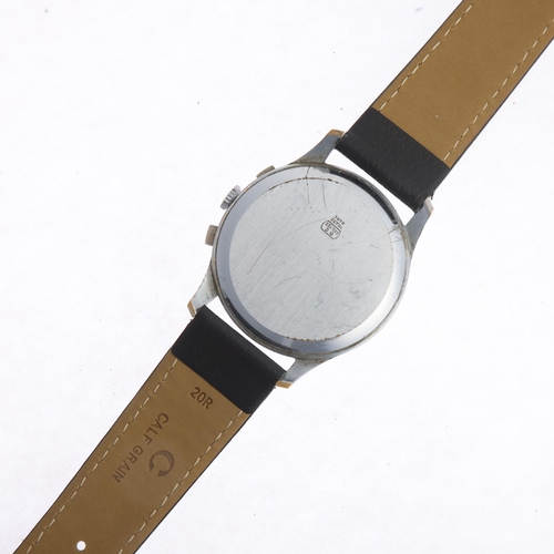 1029 - LINGS - a Vintage stainless steel mechanical chronograph wristwatch, circa 1950s, silvered dial with... 