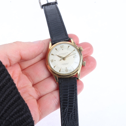 1038 - OLMA - a Vintage gold plated stainless steel Olmalarm mechanical wristwatch, silvered dial with gilt... 