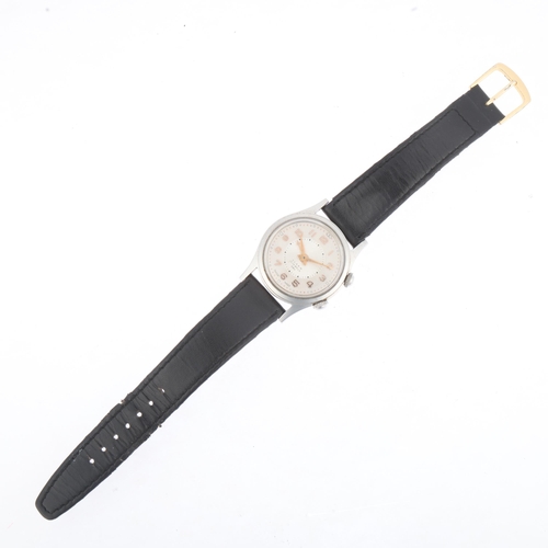 1039 - ALERTIC - a Vintage stainless steel alarm mechanical wristwatch, circa 1960s, silvered dial with app... 