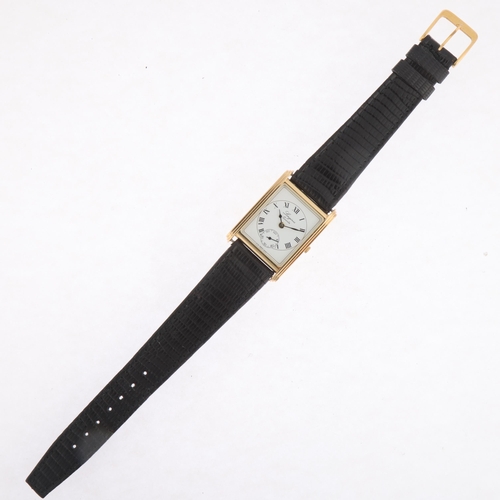 1040 - LONGINES - a 9ct gold 'Tank' quartz wristwatch, ref. 3968, white dial with Roman numeral hour marker... 