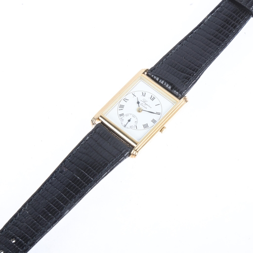 1040 - LONGINES - a 9ct gold 'Tank' quartz wristwatch, ref. 3968, white dial with Roman numeral hour marker... 