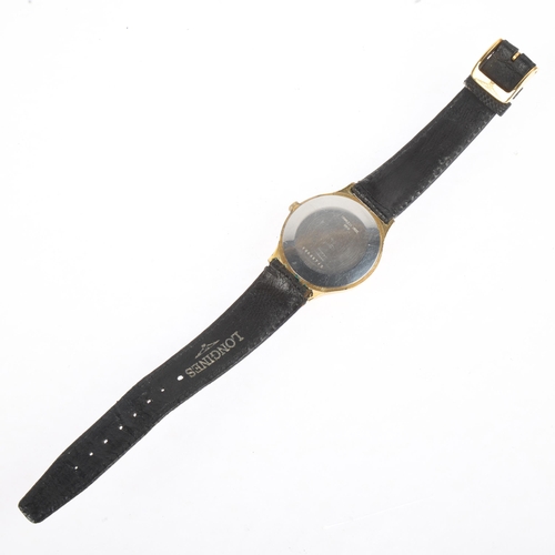 1041 - LONGINES - a gold plated stainless steel mechanical wristwatch, ref. 4427 847, circa 1970s, champagn... 