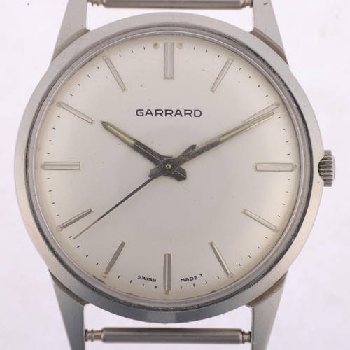 1044 - HAMILTON - a Vintage stainless steel mechanical wristwatch head, retailed by Garrard, silvered dial ... 