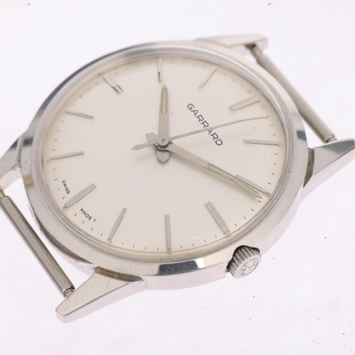 1044 - HAMILTON - a Vintage stainless steel mechanical wristwatch head, retailed by Garrard, silvered dial ... 