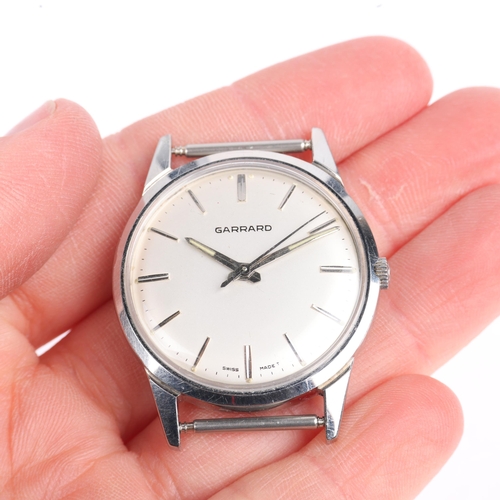 1044 - HAMILTON - a Vintage stainless steel mechanical wristwatch head, retailed by Garrard, silvered dial ... 