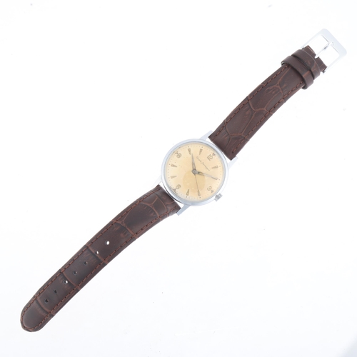 1049 - GIRARD-PERREGAUX - a stainless steel mechanical wristwatch, circa 1970s, silvered dial with applied ... 