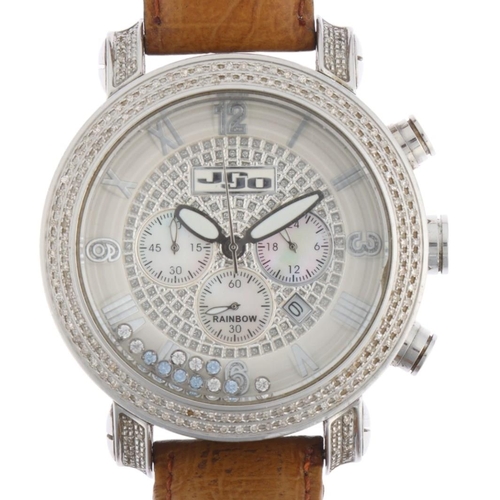 1050 - JOJO - a stainless steel diamond Rainbow quartz calendar chronograph wristwatch, ref. JJR-00712, whi... 