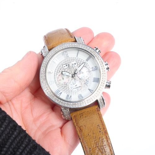 1050 - JOJO - a stainless steel diamond Rainbow quartz calendar chronograph wristwatch, ref. JJR-00712, whi... 