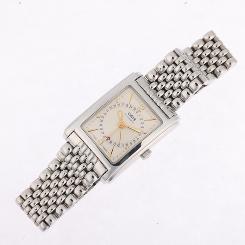 1055 - ORIS - a stainless steel Pointer Date Rectangular automatic calendar bracelet watch, ref. B7460, cir... 