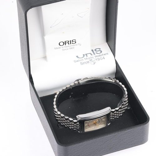 1055 - ORIS - a stainless steel Pointer Date Rectangular automatic calendar bracelet watch, ref. B7460, cir... 