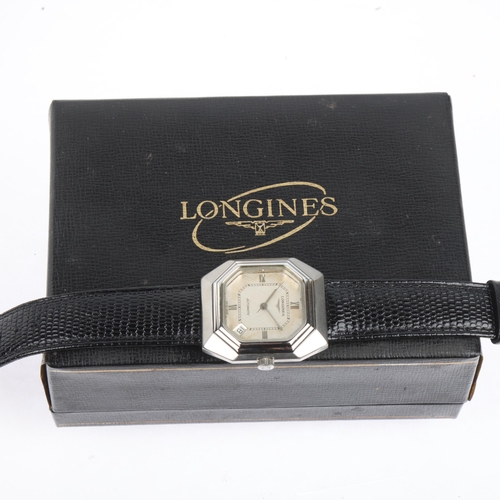 1056 - LONGINES - a Vintage stainless steel automatic calendar wristwatch, ref. 4817-4 633, circa 1960s, br... 