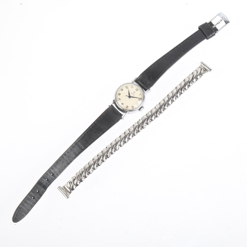 1064 - TUDOR - a lady's stainless steel mechanical wristwatch, circa 1969, silvered dial with applied gilt ... 