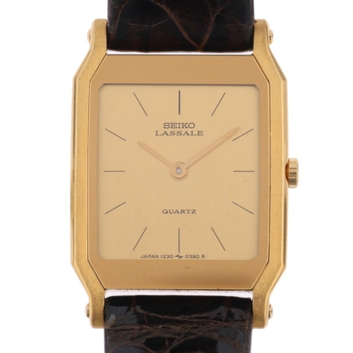 1065 - SEIKO - a lady's gold plated stainless steel Lassale quartz wristwatch, ref. 1230-5289, champagne di... 