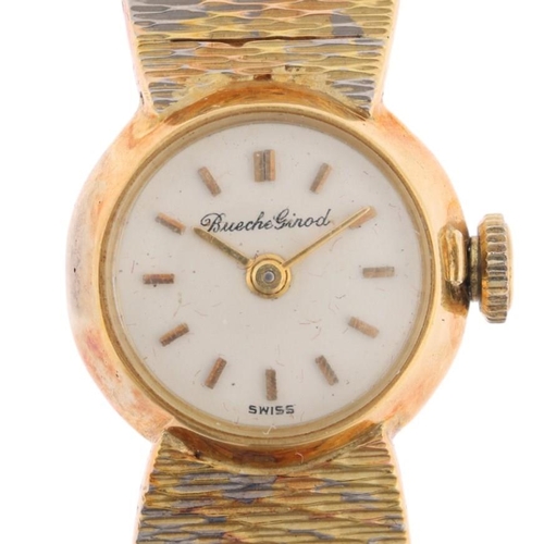 1066 - BUECHE GIROD - a lady's Vintage 18ct three-colour gold mechanical cocktail wristwatch, circa 1960s, ... 