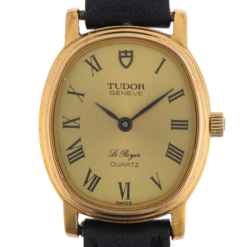 1074 - TUDOR - a lady's gold plated stainless steel Le Royer quartz wristwatch, ref. 15500, champagne dial ... 