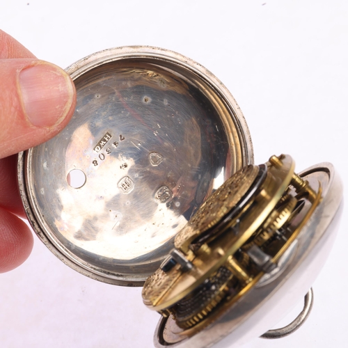 1085 - A mid-19th century silver pair-cased open-face key-wind verge pocket watch, white enamel dial with R... 