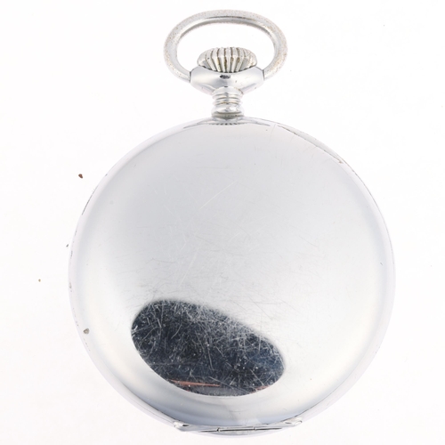 1088 - ZODIAC - an early 20th century nickel-cased open-face keyless pocket watch, silvered dial with Arabi... 