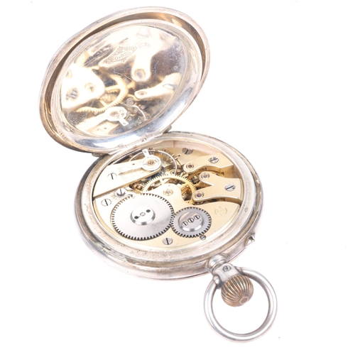 1089 - IWC - a late 19th century Swiss sterling silver 'Pallweber' Jump Hour and Minute half hunter keyless... 