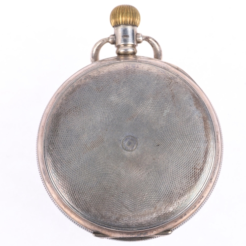 1093 - An early 20th century silver full hunter keyless pocket watch, by Pluto, white enamel dial with Arab... 