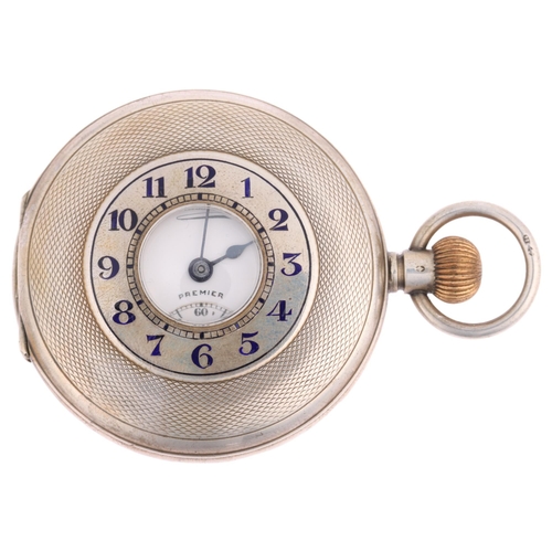 1094 - An early 20th century silver half hunter keyless side-wind pocket watch, by Thomas Russell & Son, wh... 