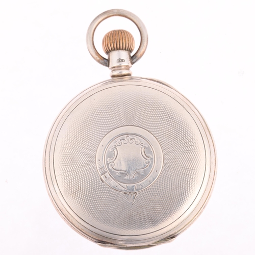 1095 - J W BENSON - an early 20th century silver open-face keyless side-wind pocket watch, white enamel dia... 