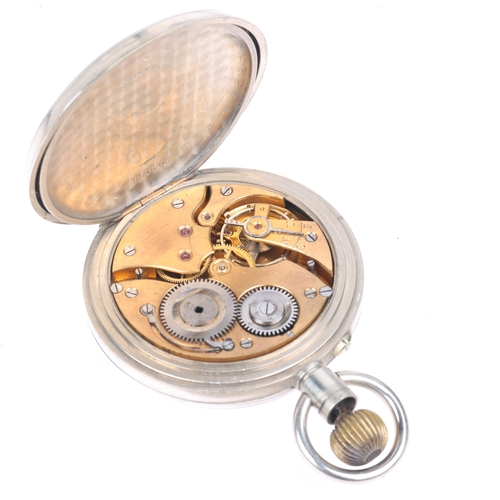 1097 - An early 20th century nickel open-face keyless Goliath pocket watch, by Mappin & Webb of London and ... 