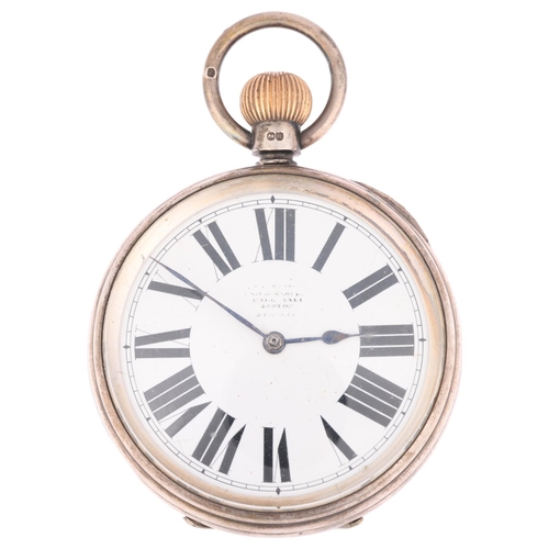 1098 - A 19th century silver open-face key-wind Goliath pocket watch, indistinct maker, white enamel dial w... 