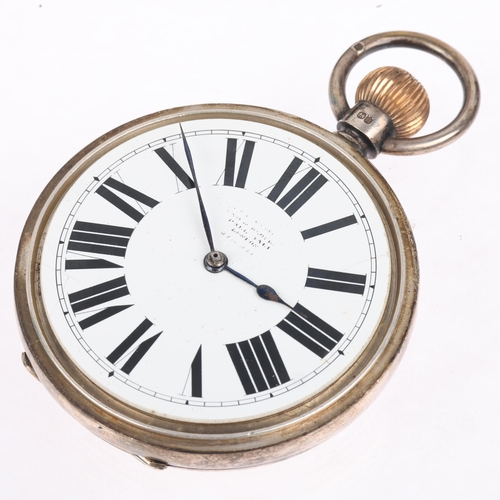 1098 - A 19th century silver open-face key-wind Goliath pocket watch, indistinct maker, white enamel dial w... 