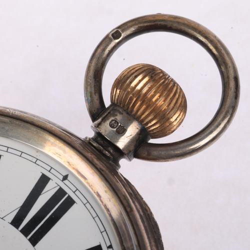 1098 - A 19th century silver open-face key-wind Goliath pocket watch, indistinct maker, white enamel dial w... 