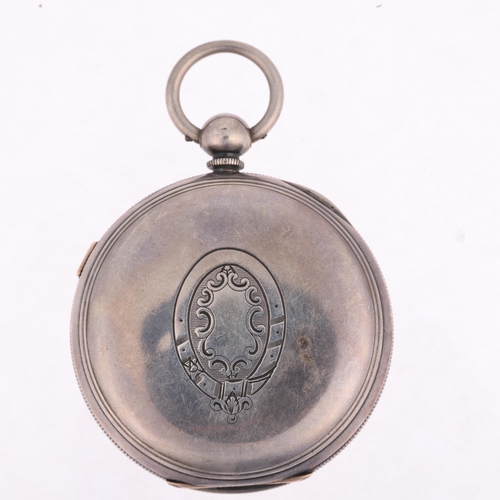 1102 - A 19th century silver open-face key-wind doctor's type centre seconds chronograph pocket watch, whit... 