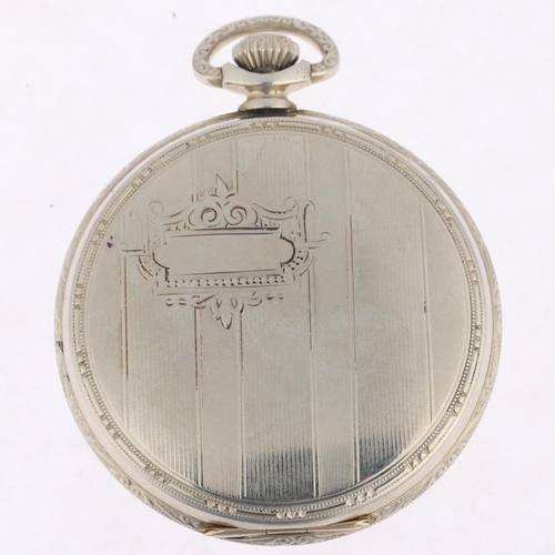 1107 - An Art Deco American 14k gold filled open-face keyless pocket watch, by New York Standard Watch Co U... 