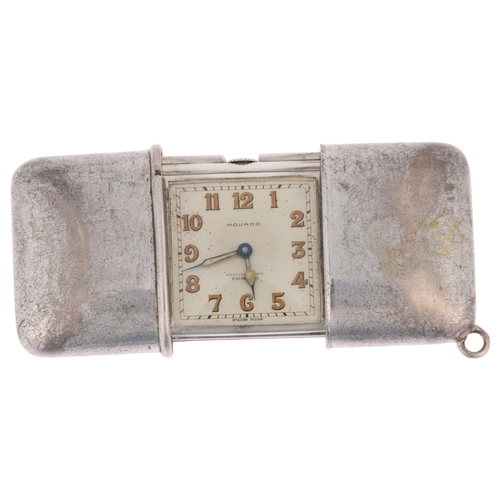 1109 - MOVADO - an Art Deco Swiss silver Ermeto self-winding travelling purse watch, circa 1920s, square si... 