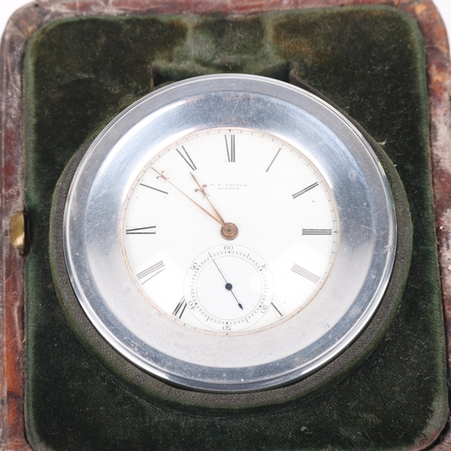 1111 - An early 20th century nickel open-face key-wind pocket watch movement, by T F Cooper of 6 Calthorpe ... 