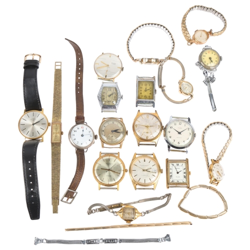 1112 - A quantity of various wristwatches, including Smiths Deluxe, Caravelle, First World War Period silve... 