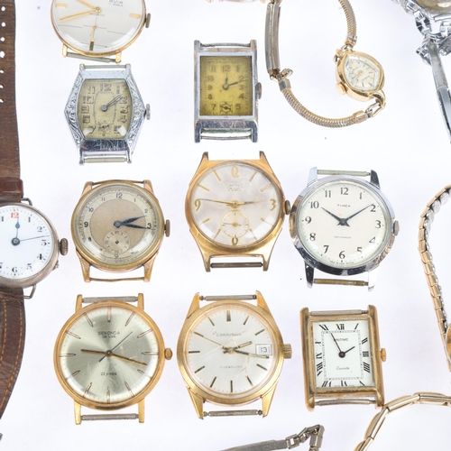 1112 - A quantity of various wristwatches, including Smiths Deluxe, Caravelle, First World War Period silve... 