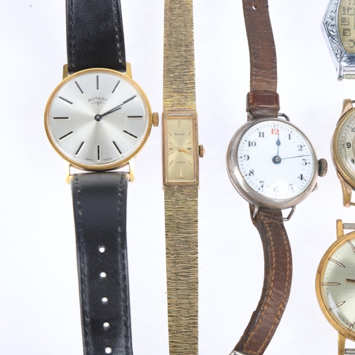 1112 - A quantity of various wristwatches, including Smiths Deluxe, Caravelle, First World War Period silve... 