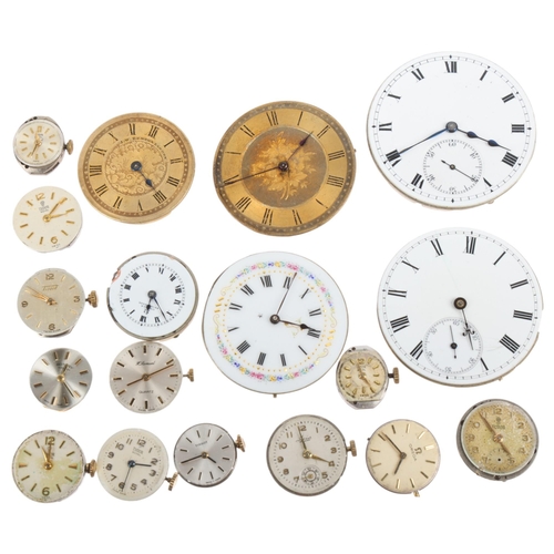 1115 - A quantity of loose wristwatch and pocket watch movements, including Tudor Royal, Omega, Tissot, etc