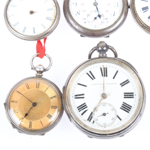 1120 - 5 pocket watches, including 2 silver examples, largest case width 56mm (5)